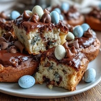 1. Soft, chewy Cadbury Mini Egg Easter chocolate chip cookies with colorful candy shells and melty chocolate chips, perfect for spring gatherings.  