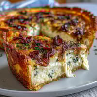 Spring Brunch Quiche with Leeks and Gruyere: golden, cheesy quiche with tender leeks and fresh herbs, baked in a flaky crust.