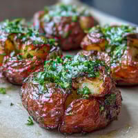 Crispy smashed potatoes roasted golden brown with herbs, a perfect crunchy side dish for any meal.  